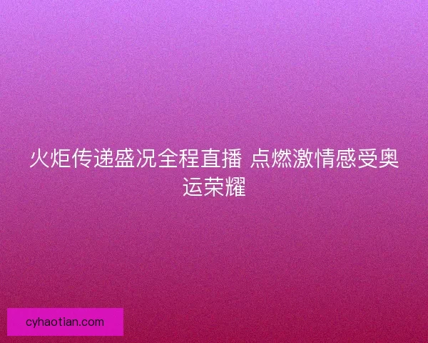 火炬传递盛况全程直播 点燃激情感受奥运荣耀