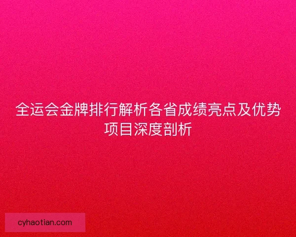 全运会金牌排行解析各省成绩亮点及优势项目深度剖析