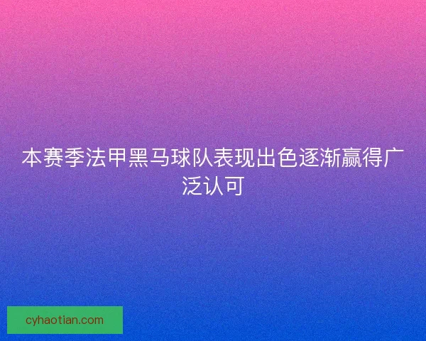 本赛季法甲黑马球队表现出色逐渐赢得广泛认可