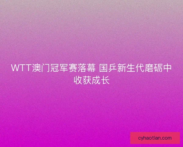 WTT澳门冠军赛落幕 国乒新生代磨砺中收获成长 WTT澳门冠军赛落幕 国乒新生代磨砺中收获成长