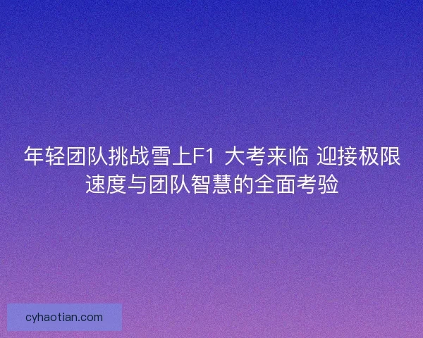 年轻团队挑战雪上F1 大考来临 迎接极限速度与团队智慧的全面考验